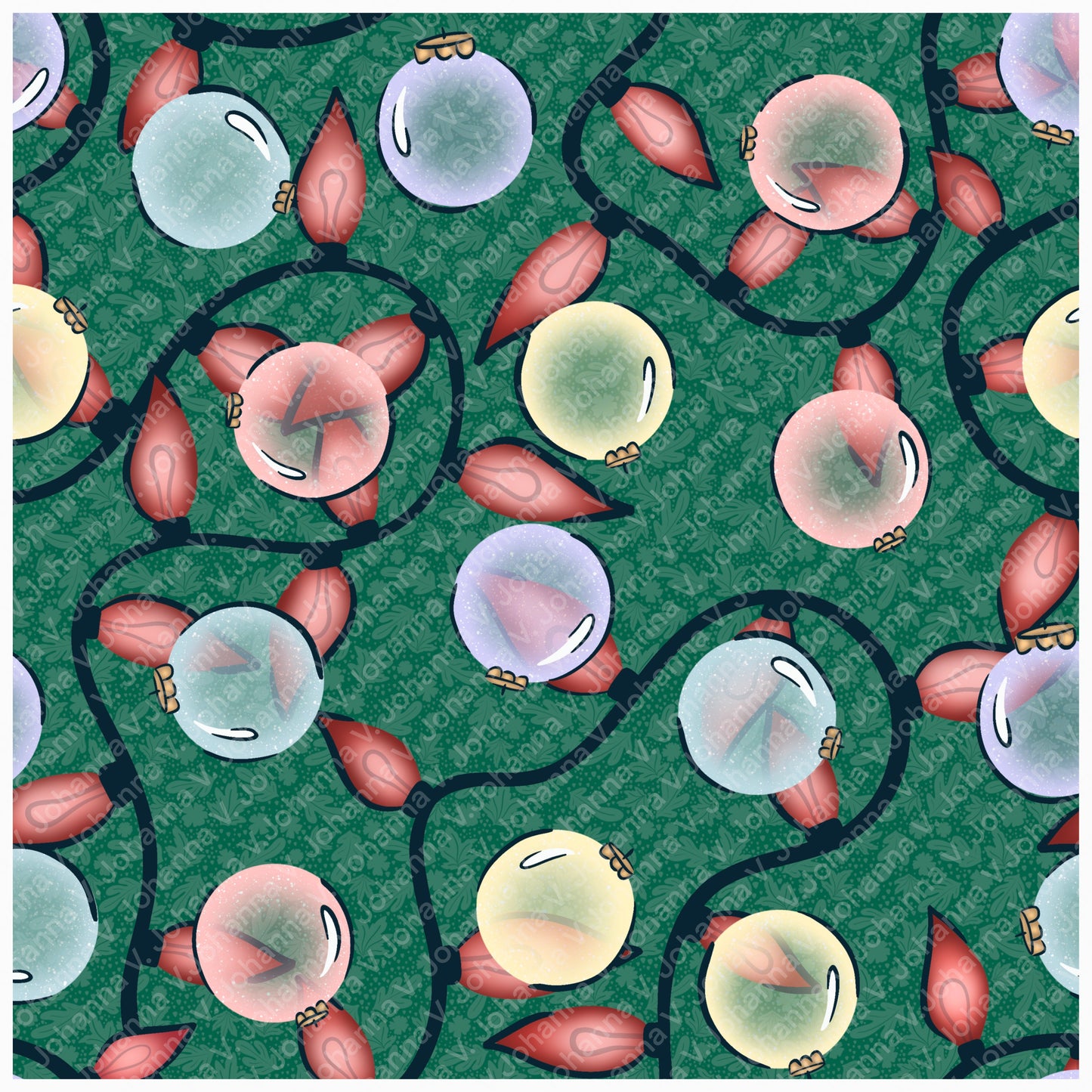 Christmas Basset Hound Seamless Pattern Bundle Mauve | Ornaments, Lights, Gifts & Candy Canes | 12x12” PNGs | Digital Download