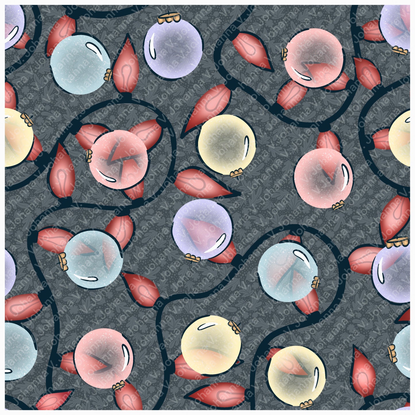 Christmas Basset Hound Seamless Pattern Bundle Blue | Ornaments, Lights, Gifts & Candy Canes | 12x12” PNGs | Digital Download