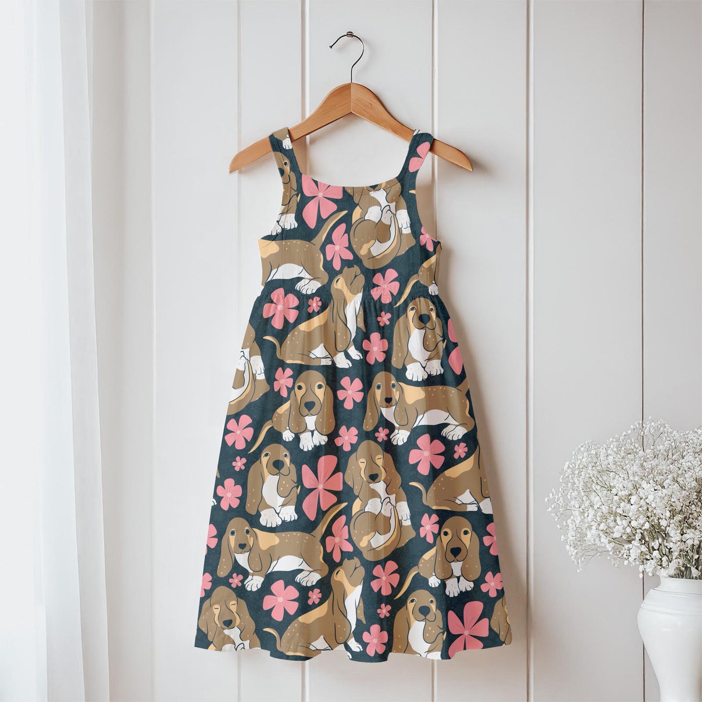 Basset Hound Seamless Pattern Bundle Black | Florals, Botanicals & Dog Toys | 12x12” PNGs | Digital Download