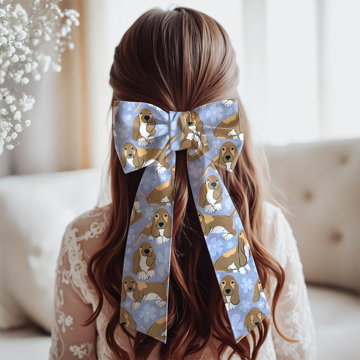 Basset Hound Floral Seamless Pattern Purple | Cute Dog Pattern | 12x12” PNG Digital Download