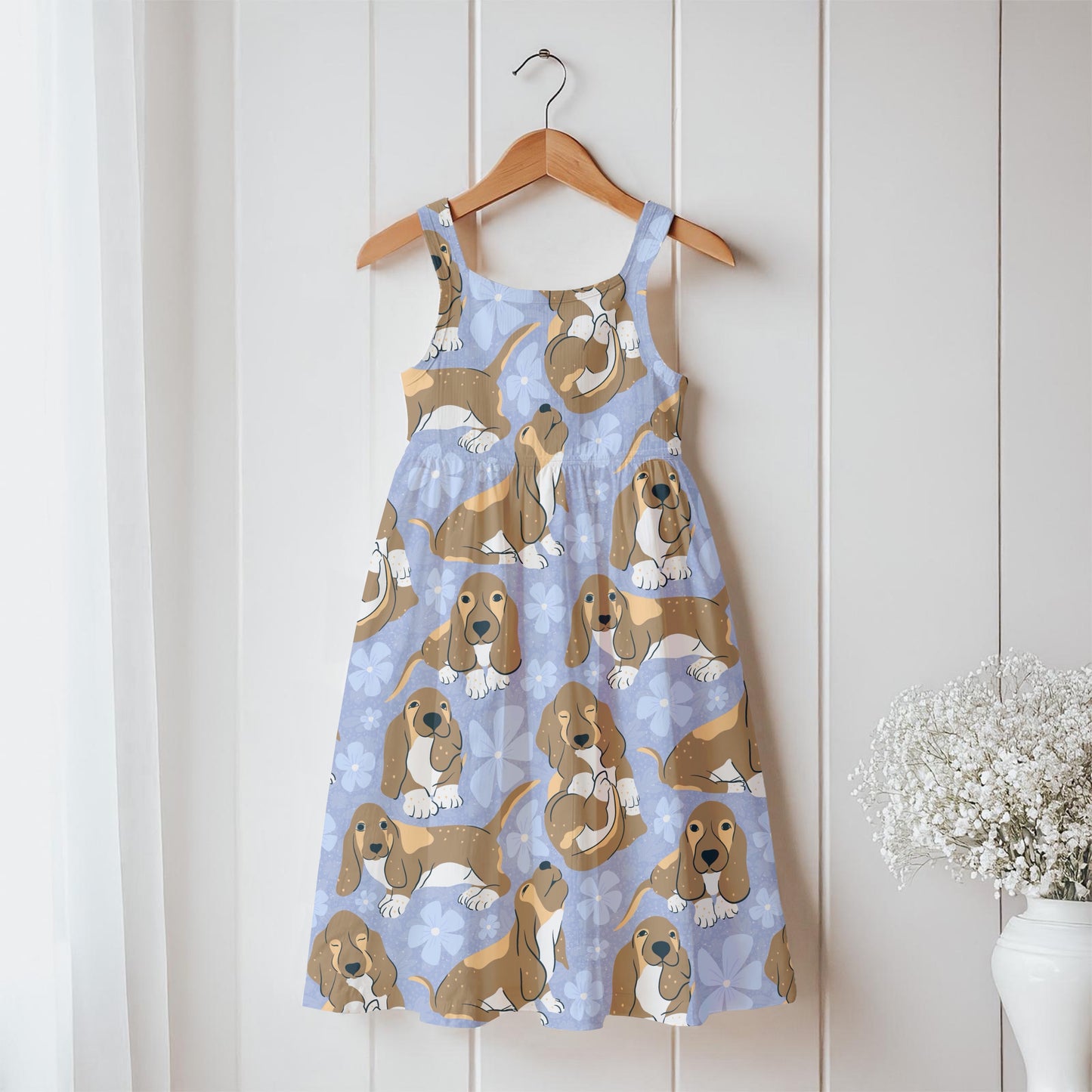 Basset Hound Floral Seamless Pattern Purple | Cute Dog Pattern | 12x12” PNG Digital Download