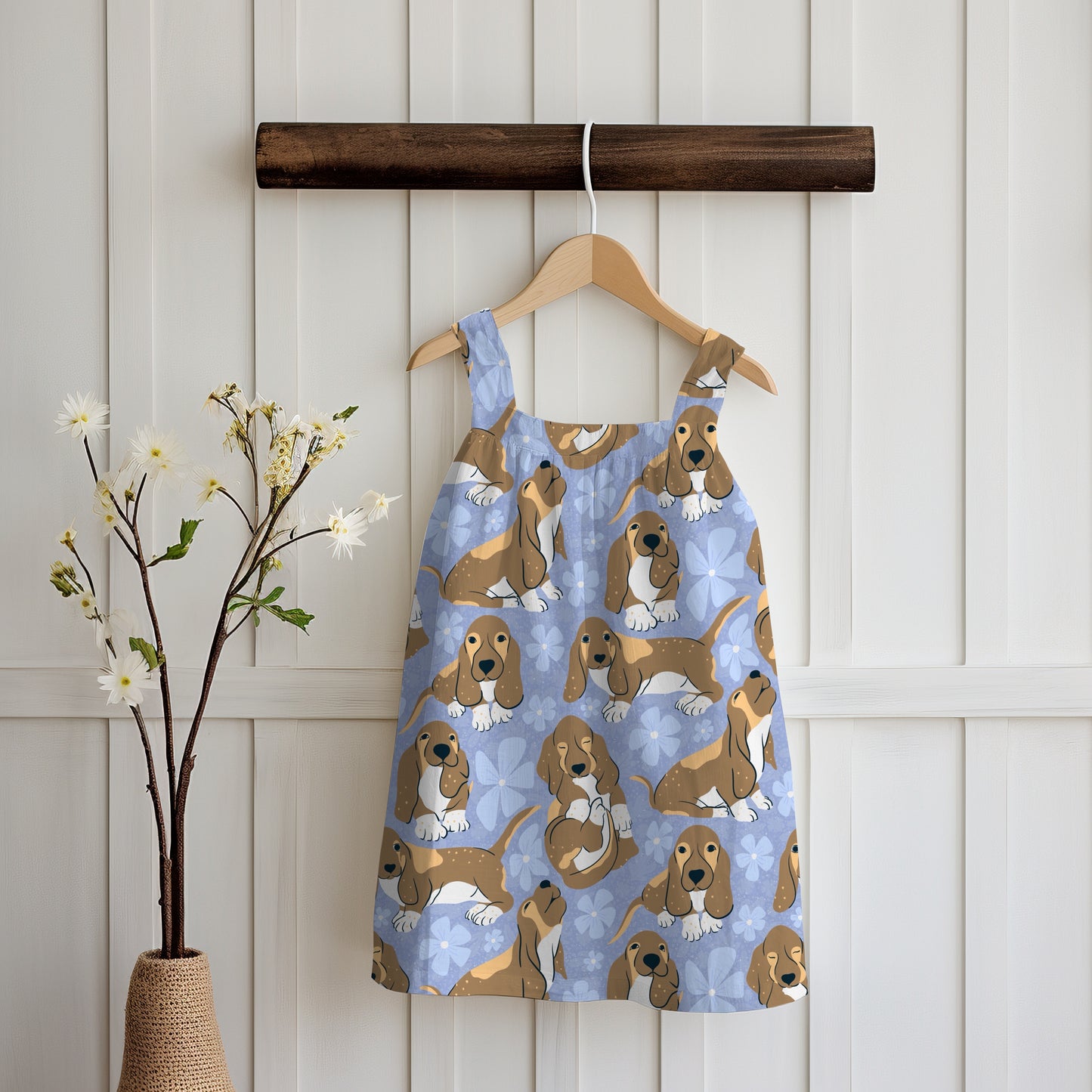 Basset Hound Floral Seamless Pattern Purple | Cute Dog Pattern | 12x12” PNG Digital Download