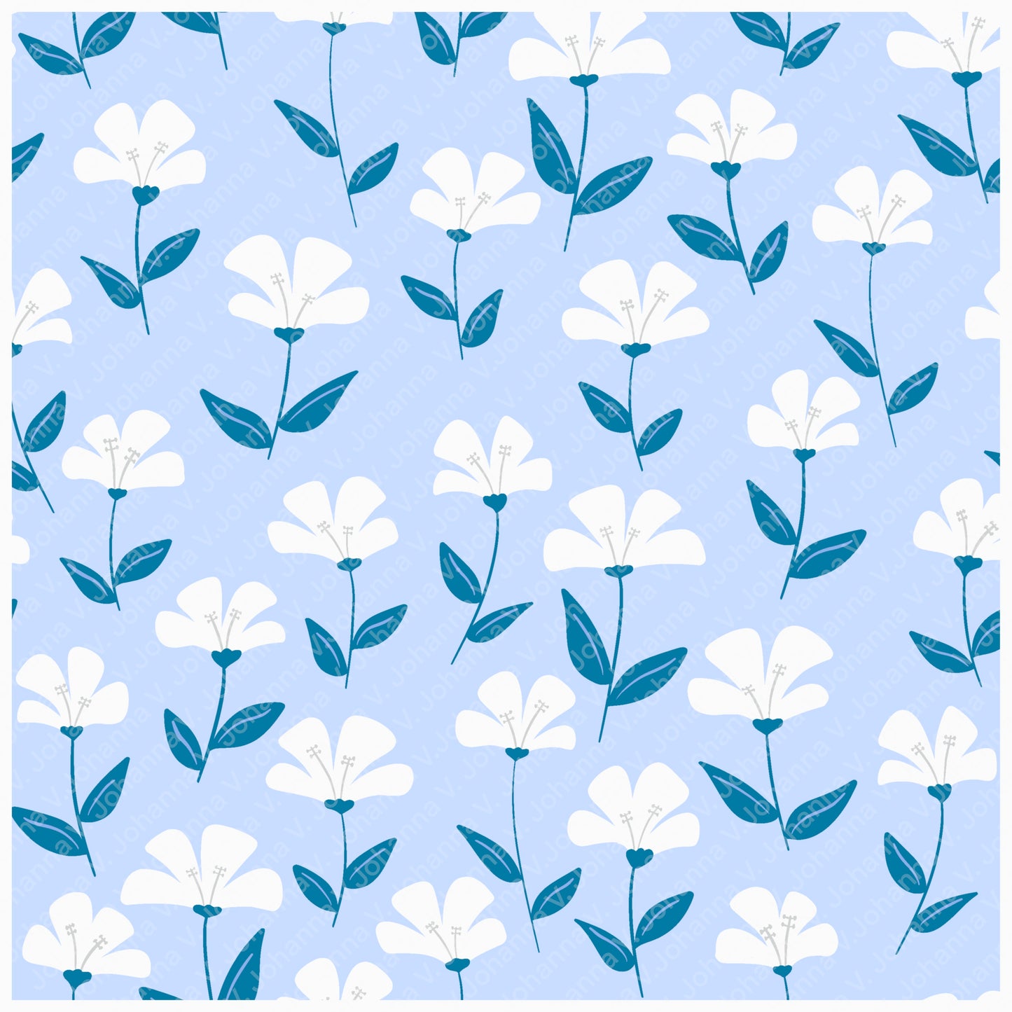Basset Hound Seamless Pattern Bundle Blue | Florals, Botanicals & Dog Toys | 12x12” PNGs | Digital Download