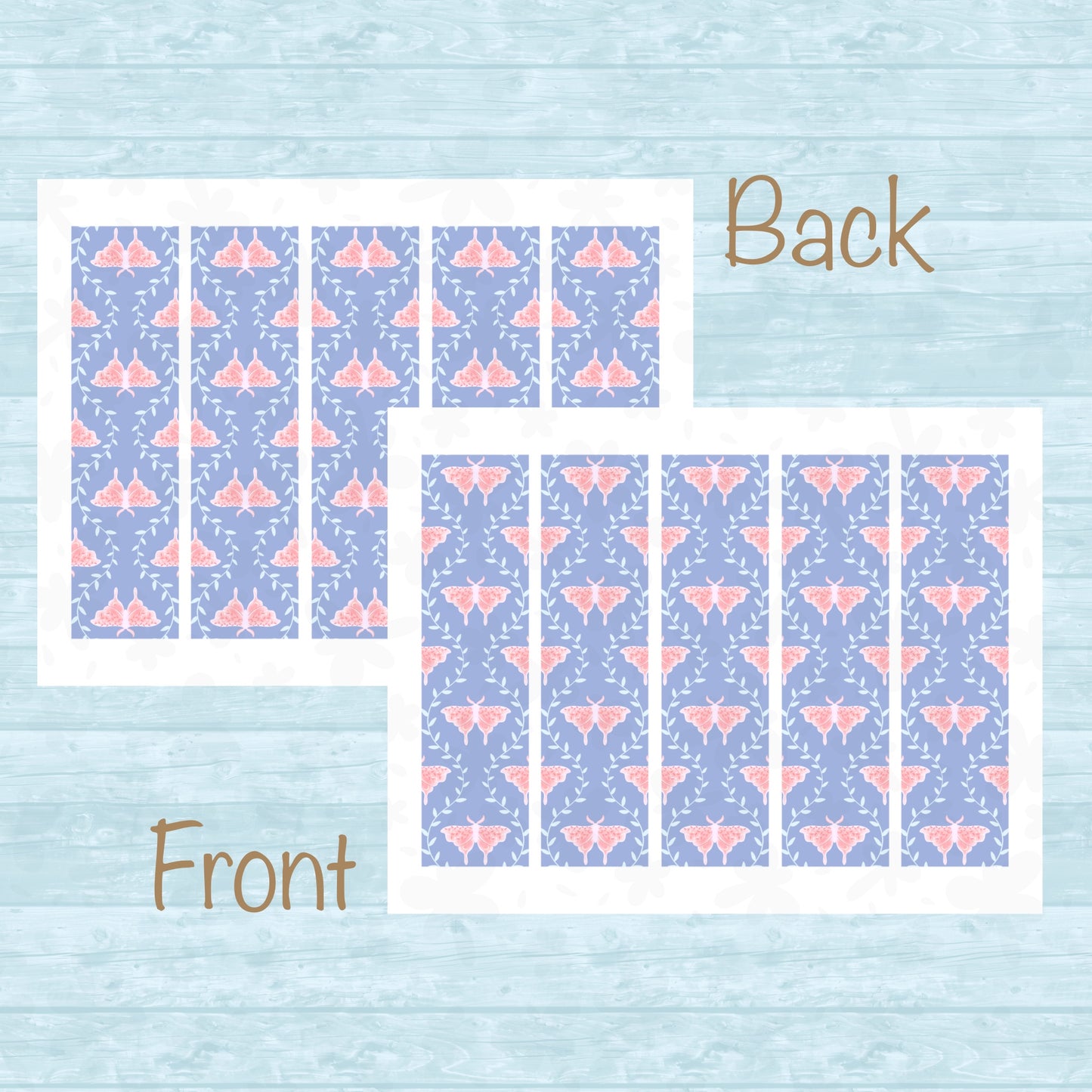 Whimsical Moth Printable Bookmark Purple – Dreamy Digital Download | 2 PDF Files, 2”x7” at 300 DPI | Commercial Use