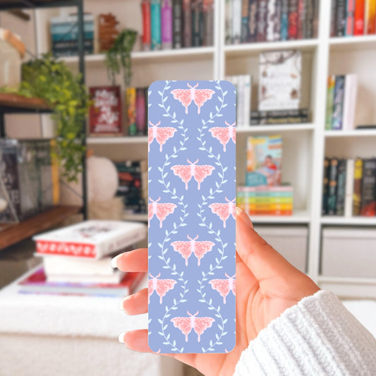 Whimsical Moth Printable Bookmark Purple – Dreamy Digital Download | 2 PDF Files, 2”x7” at 300 DPI | Commercial Use