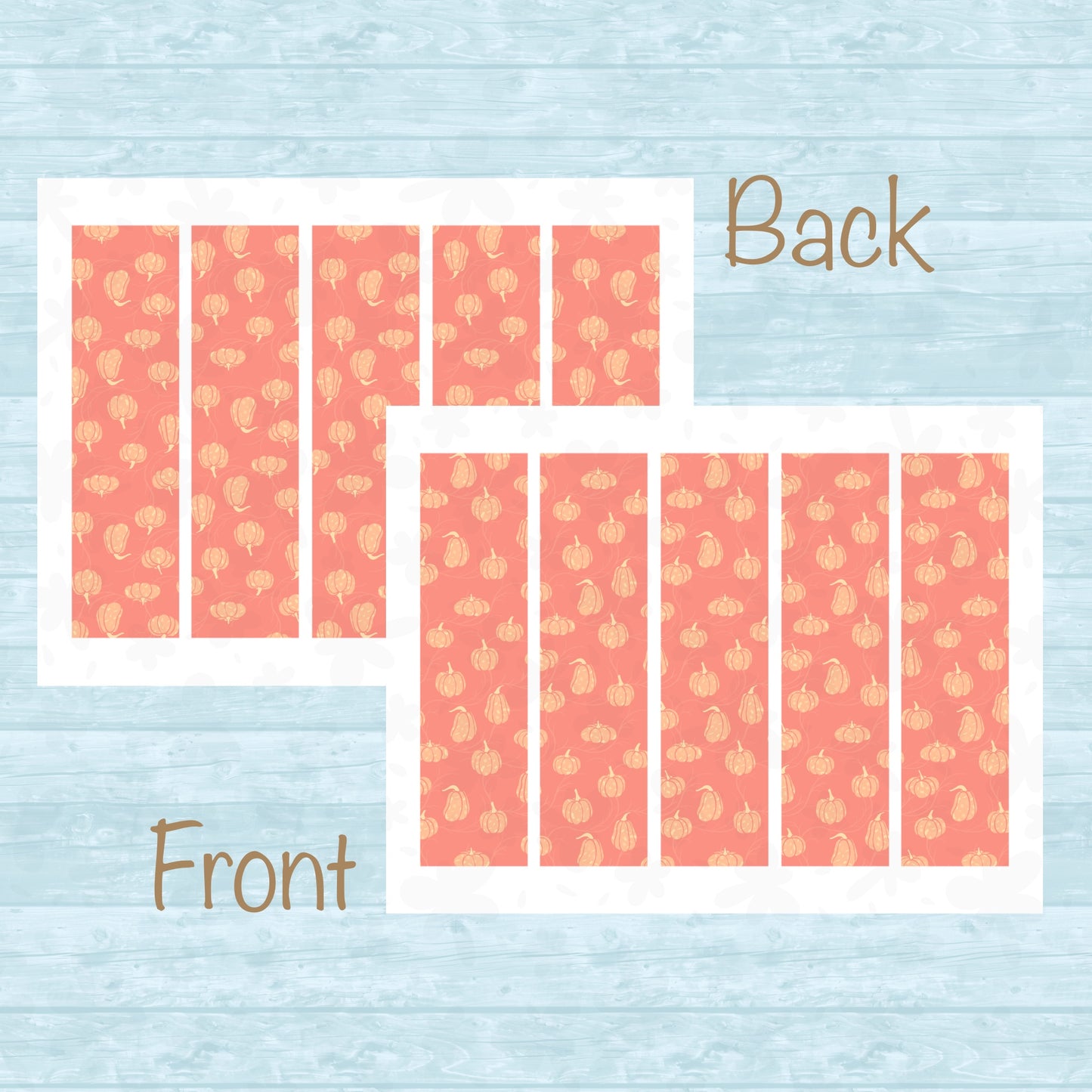 Cute Printable Bookmark with Pumpkins & Vines – Digital Download | 2 PDF Files, 2x7” at 300 DPI | Commercial Use