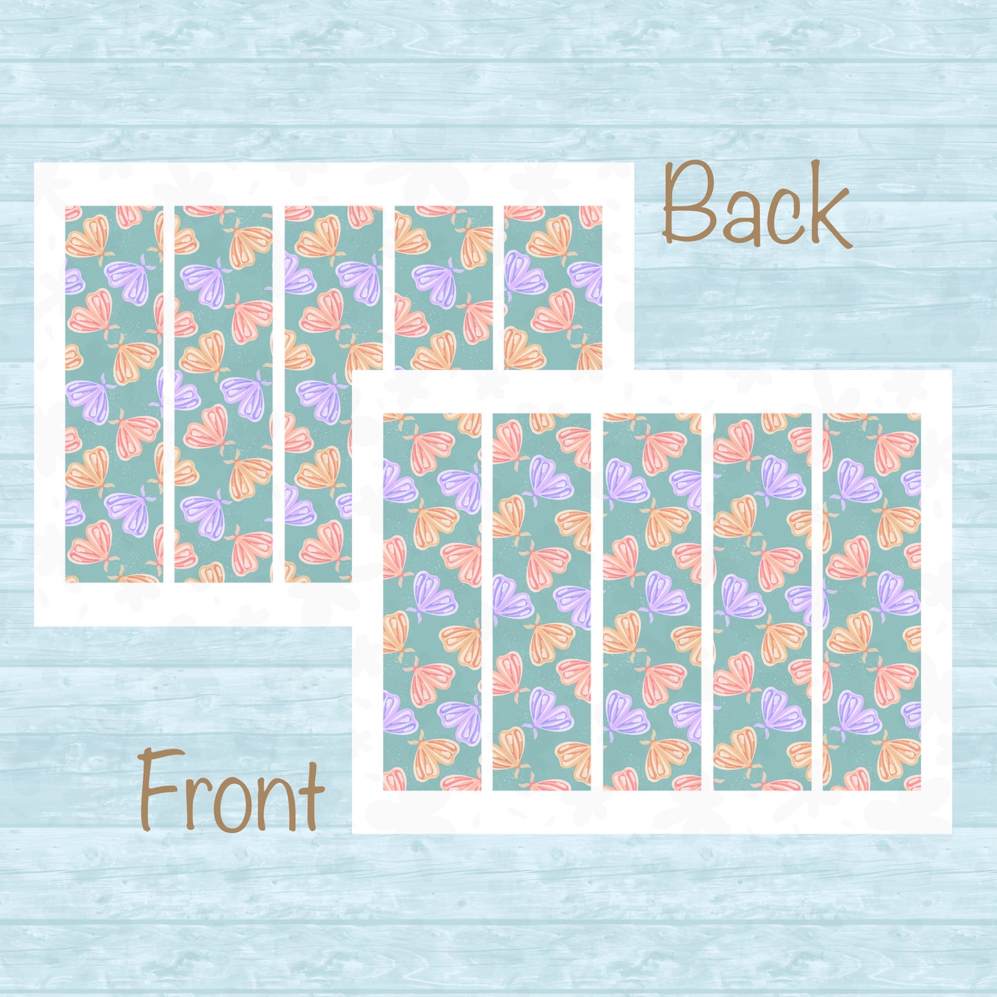 Whimsical Printable Moth Bookmark Green – Digital Download | 2 PDF Files, 2” x 7” at 300 DPI | Commercial Use