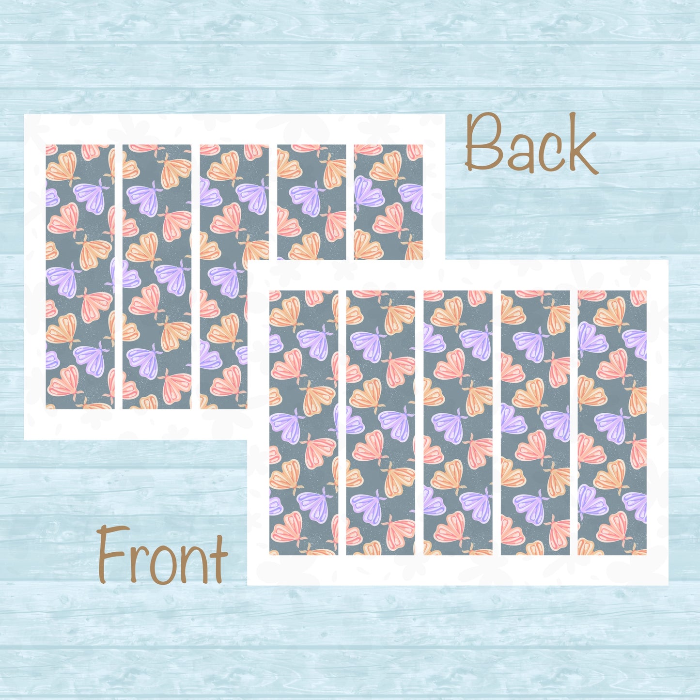 Whimsical Printable Moth Bookmark Grey – Digital Download | 2 PDF Files, 2” x 7” at 300 DPI | Commercial Use