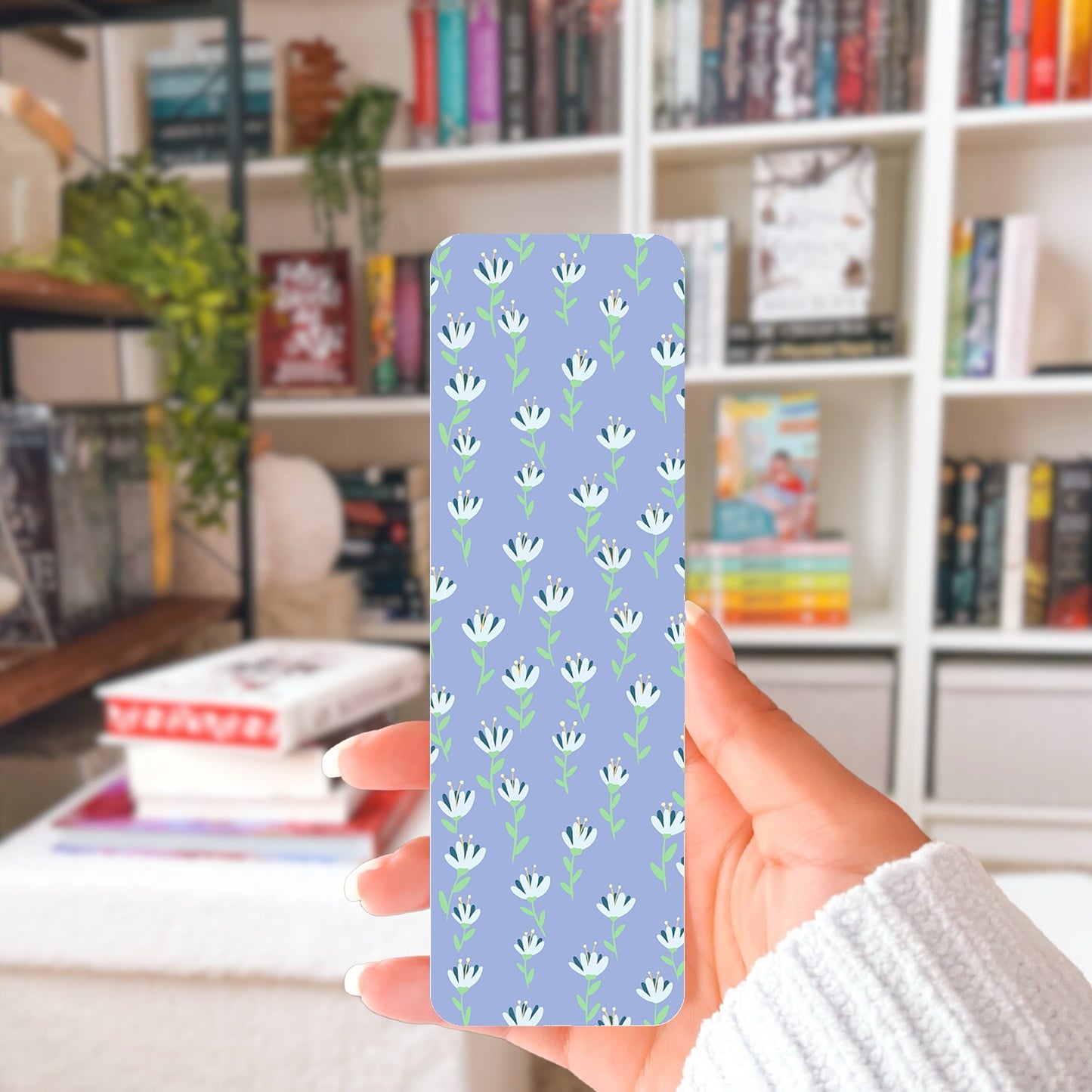 Whimsical Printable Flower Bookmark Purple – Digital Download | 2 PDF Files, 2x7” at 300 DPI | Commercial Use
