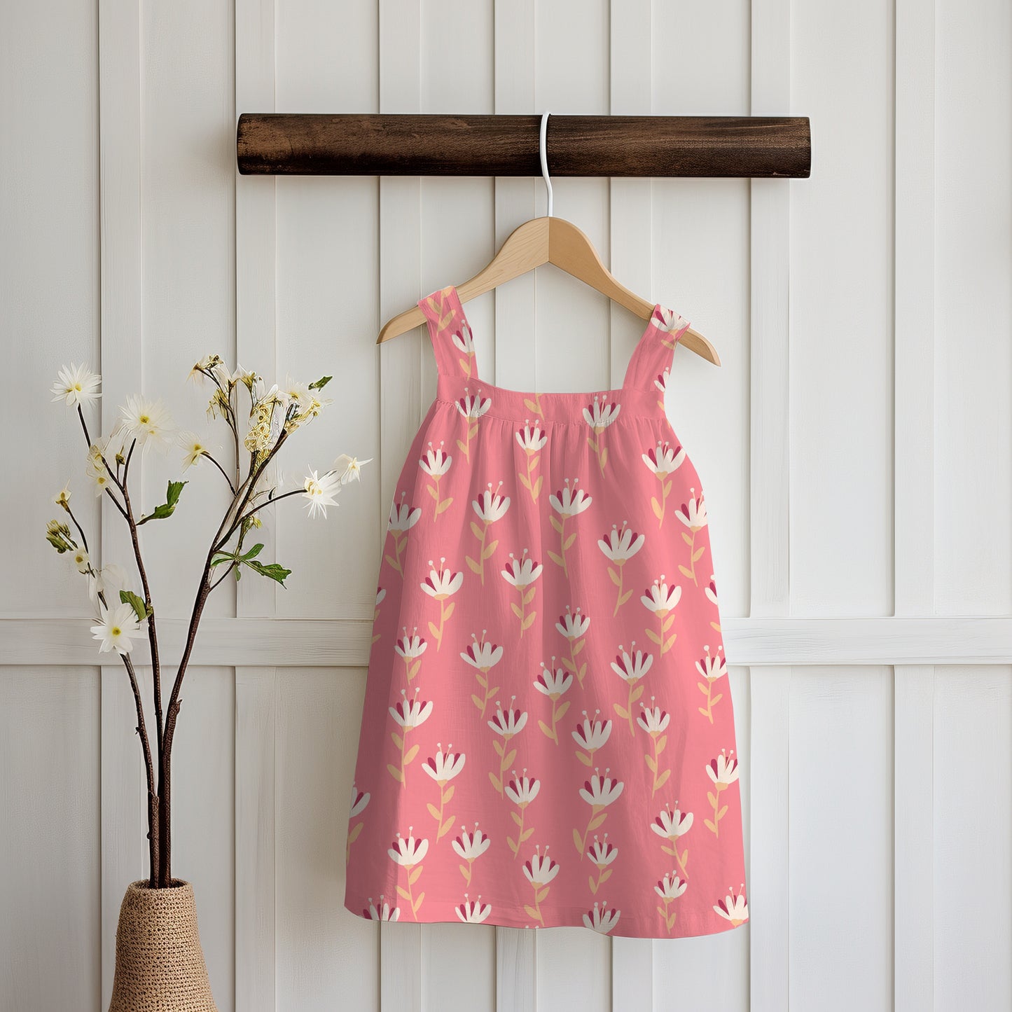 Whimsical Blooms Seamless Pattern Pink - Floral Digital Paper PNG 12” x 12” 300 DPI