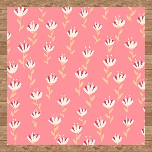 Whimsical Blooms Seamless Pattern Pink - Floral Digital Paper PNG 12” x 12” 300 DPI