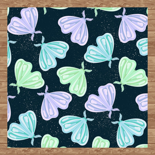 Whimsical Moths Seamless Pattern Dark | Digital Paper PNG 12” x 12” 300 DPI