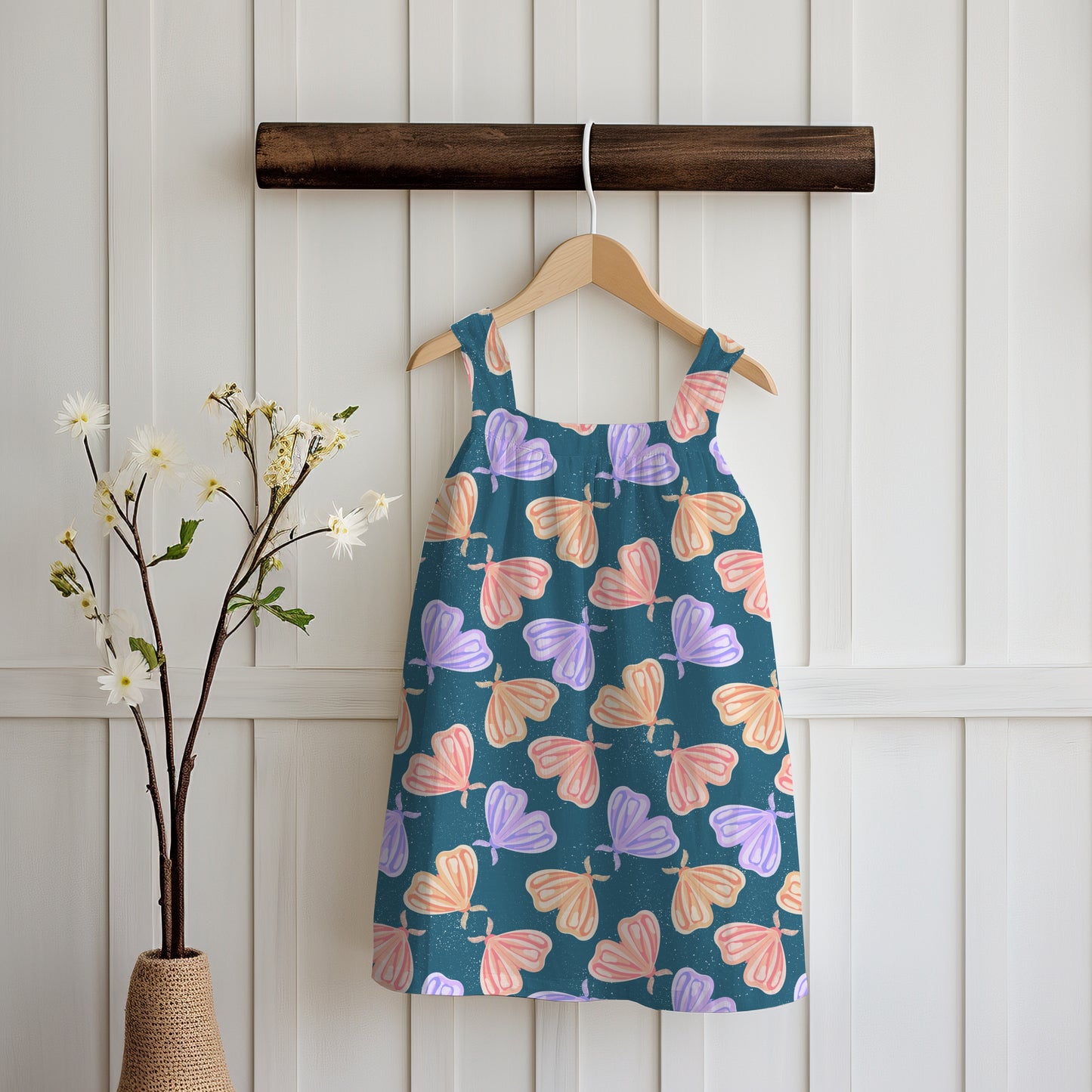 Whimsical Moths Seamless Pattern Blue | Digital Paper PNG 12” x 12” 300 DPI