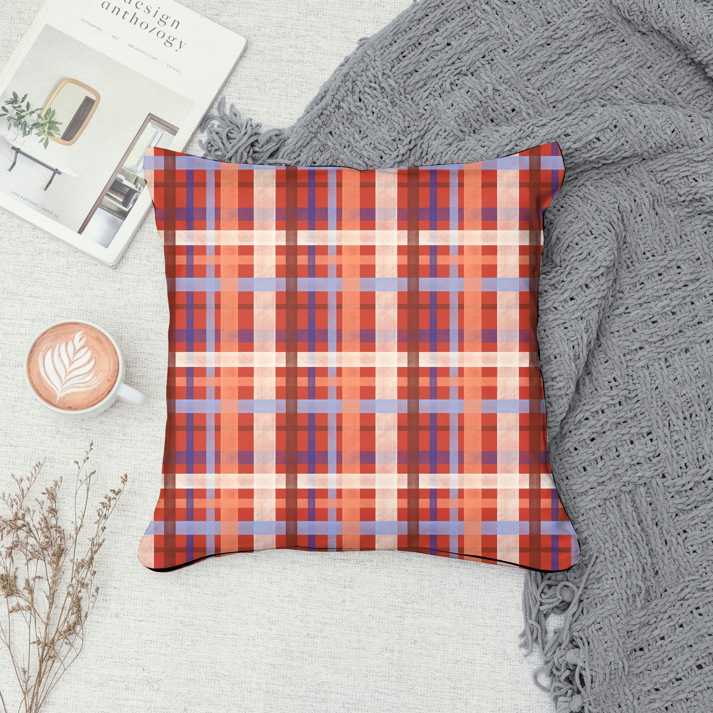 Classic Plaid Seamless Pattern Red | Digital Paper PNG | Tartan Check Design | 12” x 12” 300 DPI Commercial Use