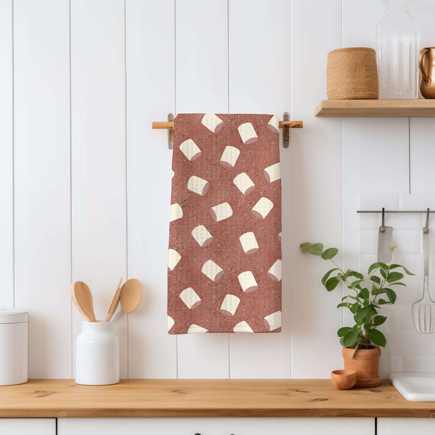 Hot Cocoa & Marshmallows Seamless Pattern – Cozy Winter Digital PNG Background