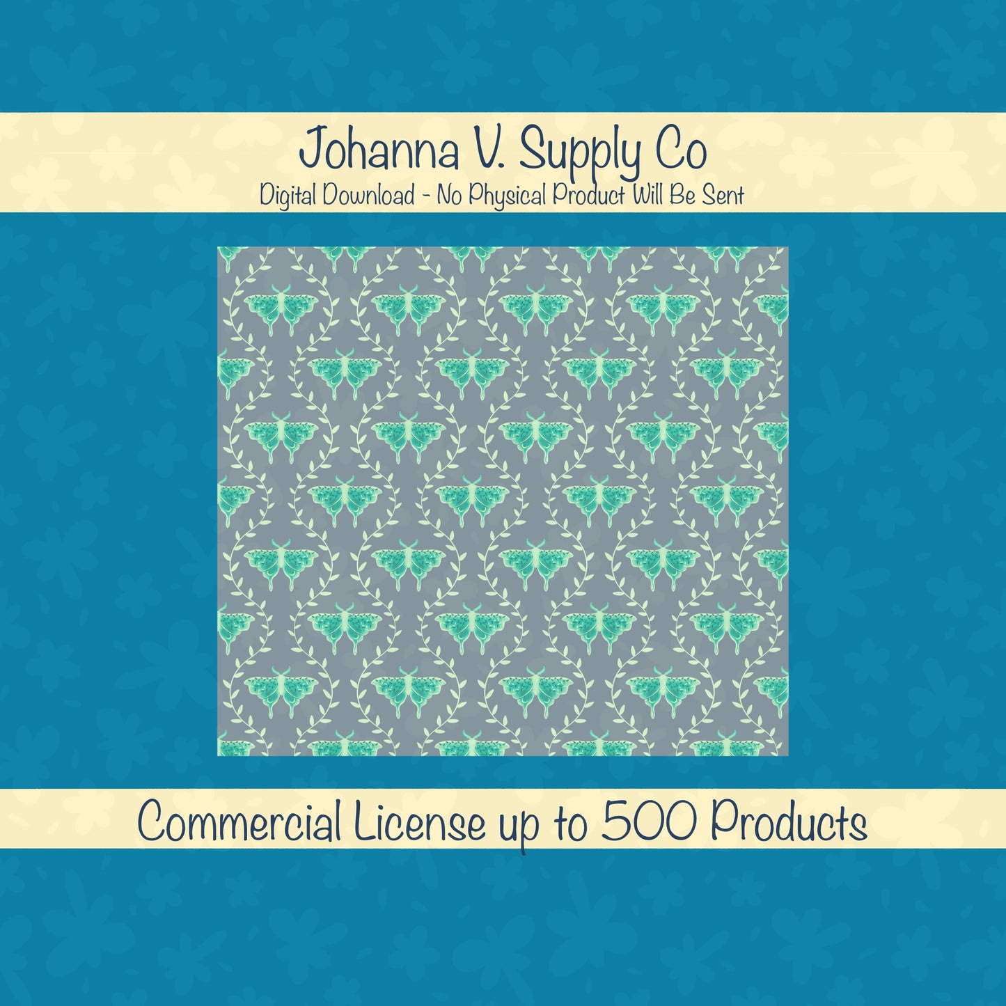 Dreamy Moths Tumbler Wrap Grey – Digital 9.25” x 8.20” PNG File