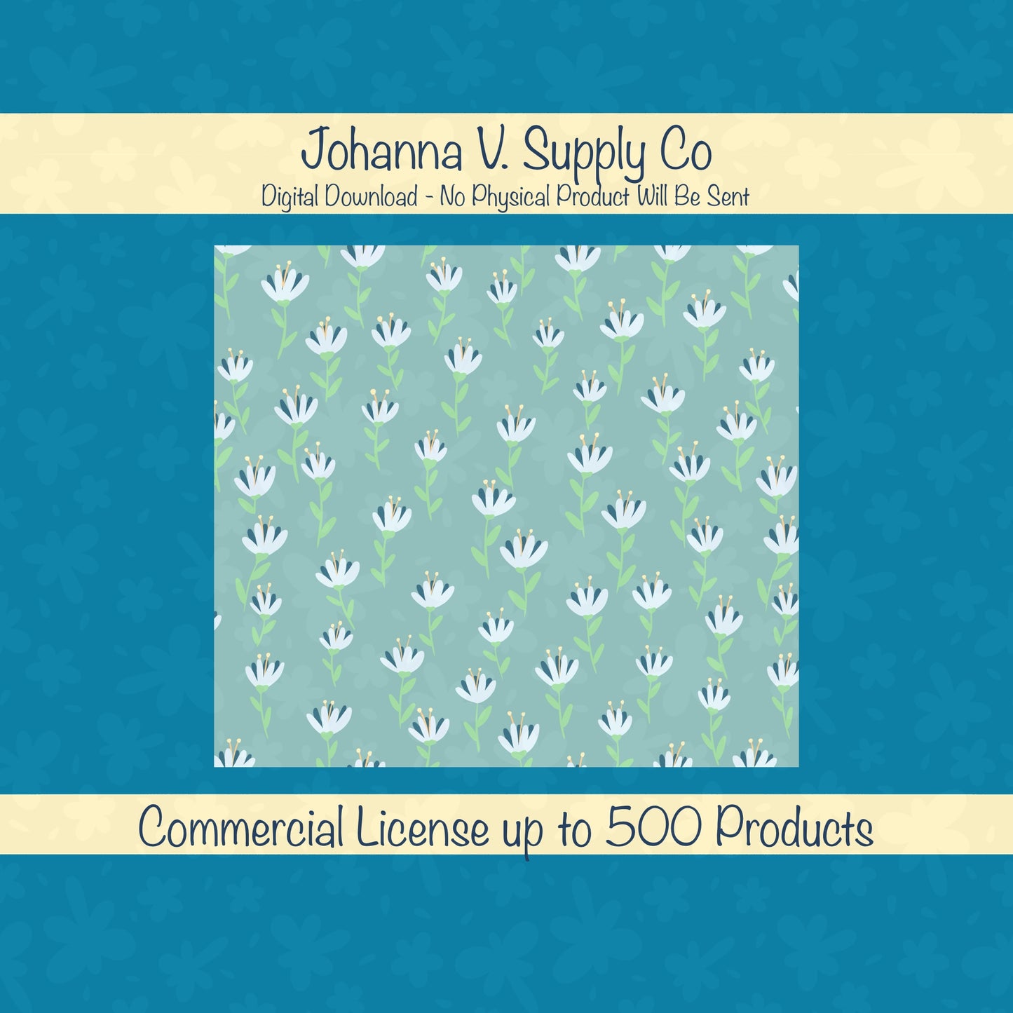 Whimsy Blooms Tumbler Wrap Green – Digital Floral 9.25” x 8.20” PNG File