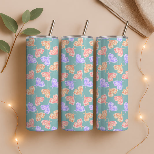 Whimsical Moths Tumbler Wrap Green – Digital 9.25” x 8.20” PNG File