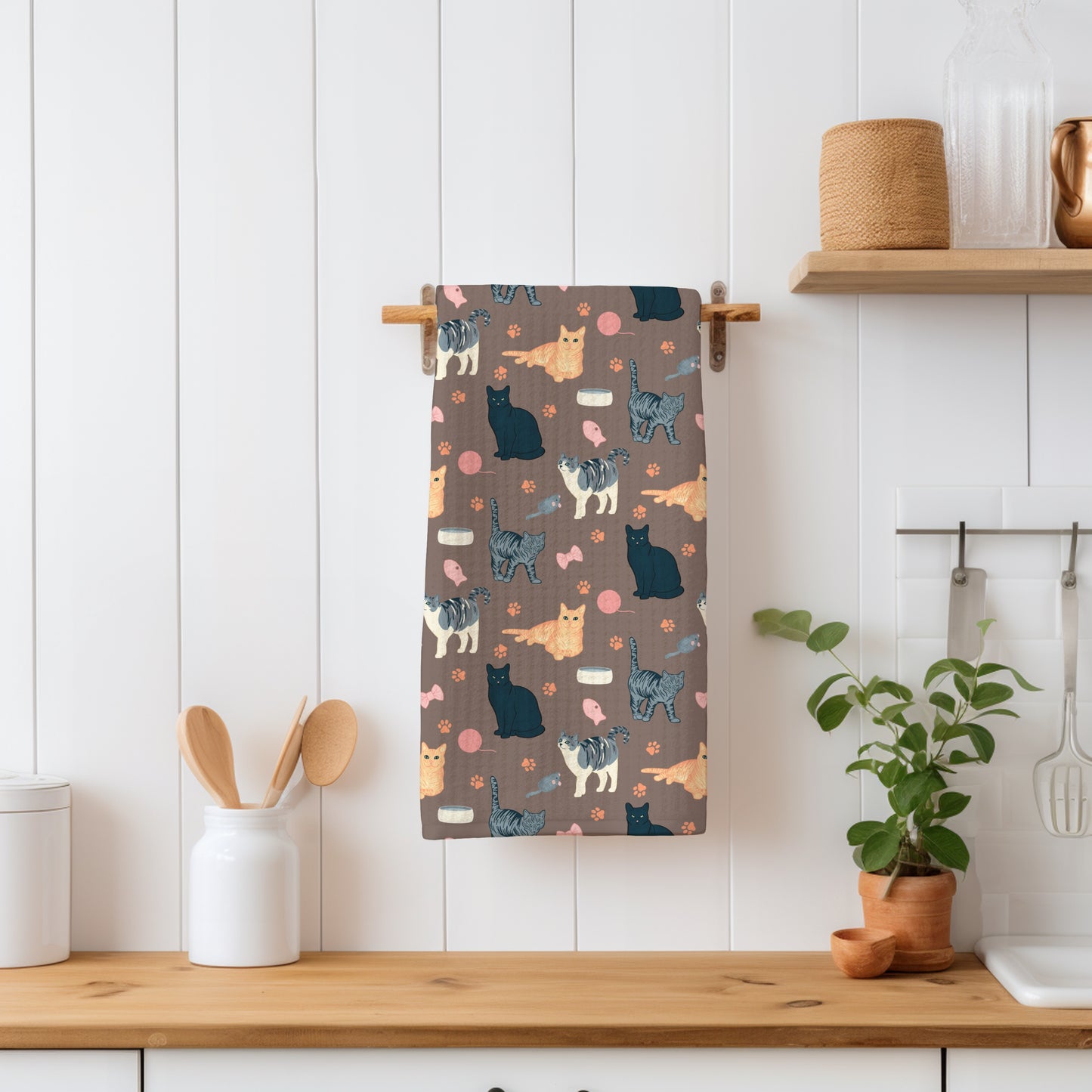 Cat Seamless Pattern Brown – Whimsical Feline Digital Design PNG | 12” x 12” 300 DPI