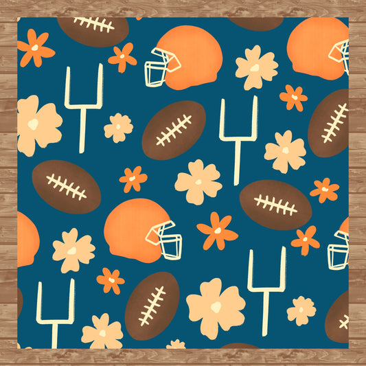 Football Seamless Pattern Blue | 12x12 PNG Digital Download | Sports Themed Background Design