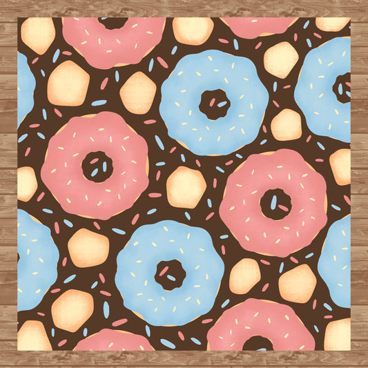 Donut Seamless Pattern Brown | Sweet Dessert Digital Background | 12x12 PNG Download