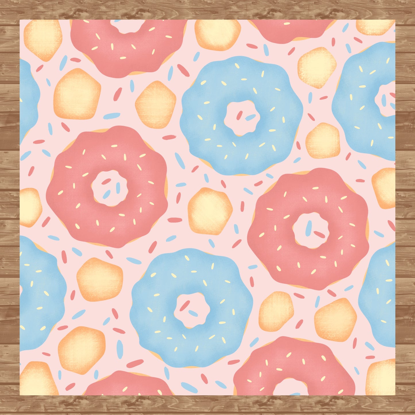 Donut Seamless Pattern Pink | Sweet Dessert Digital Background | 12x12 PNG Download