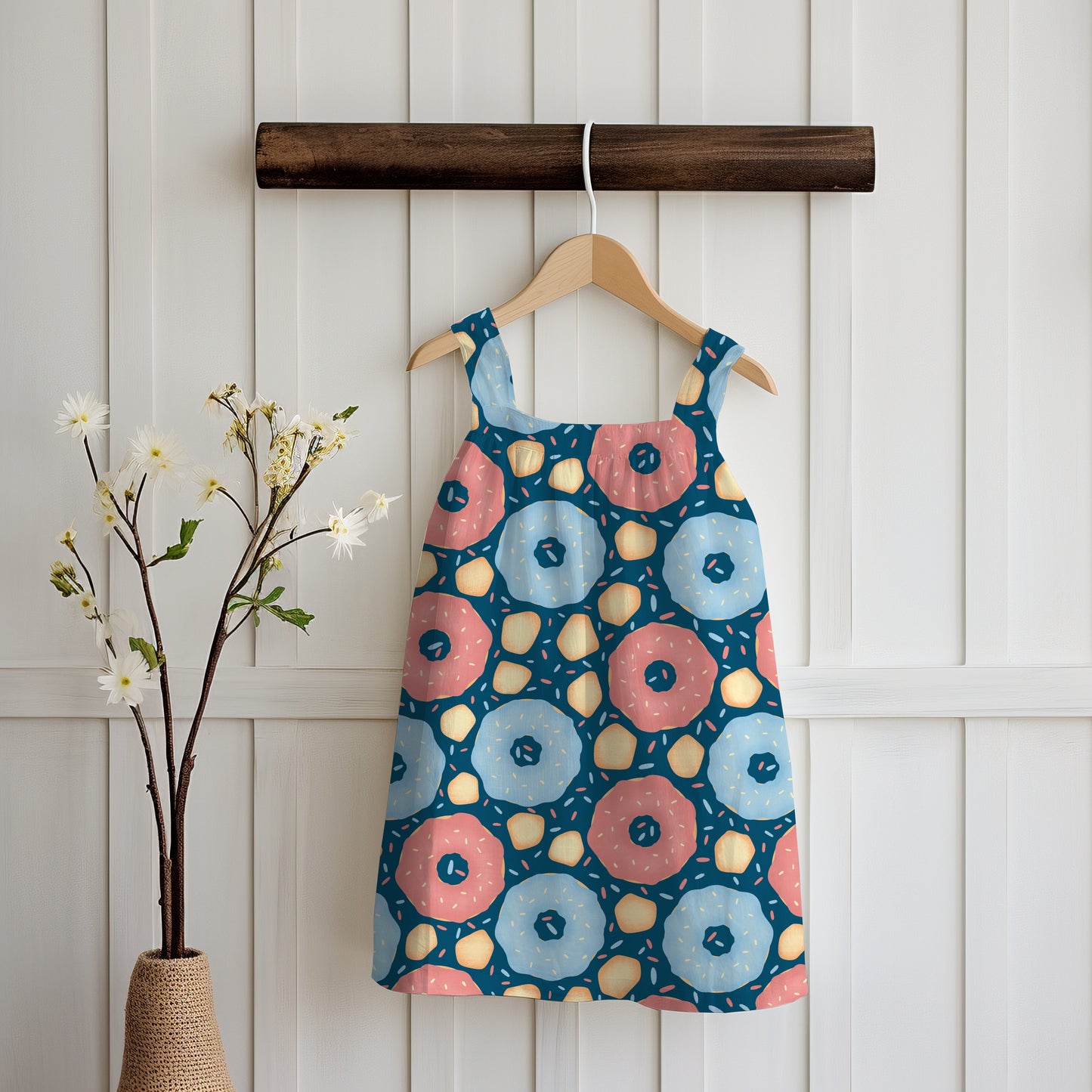 Donut Seamless Pattern Blue | Sweet Dessert Digital Background | 12x12 PNG Download