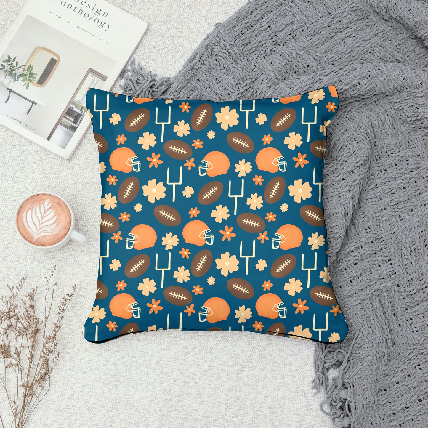 Football Seamless Pattern Blue | 12x12 PNG Digital Download | Sports Themed Background Design