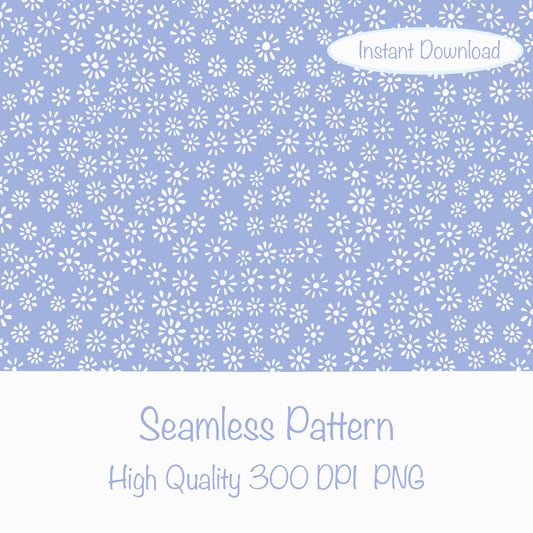 Cute Drawn Daisy Seamless Pattern Purple | Floral Digital Download | 12x12 PNG