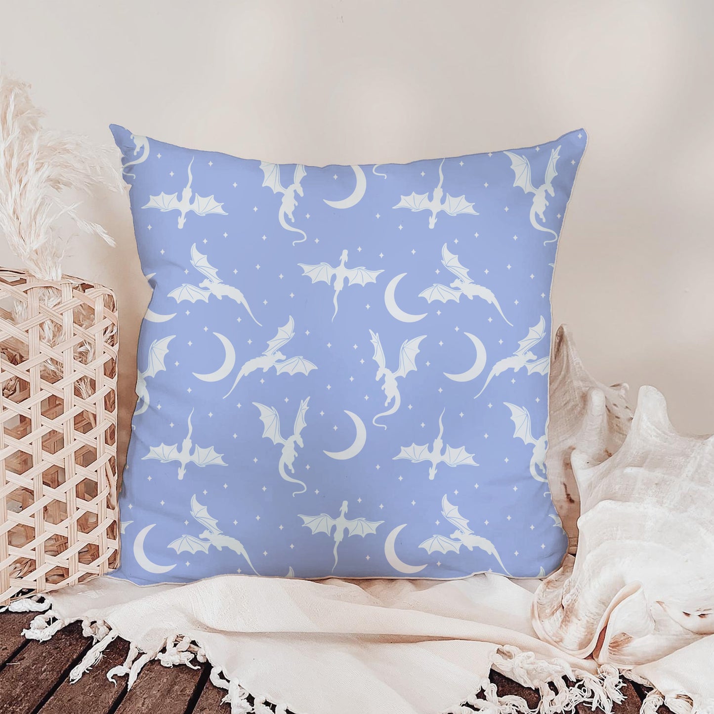 Fantasy Dragon Seamless Pattern | Moons & Stars Digital Design | 12x12 PNG Download