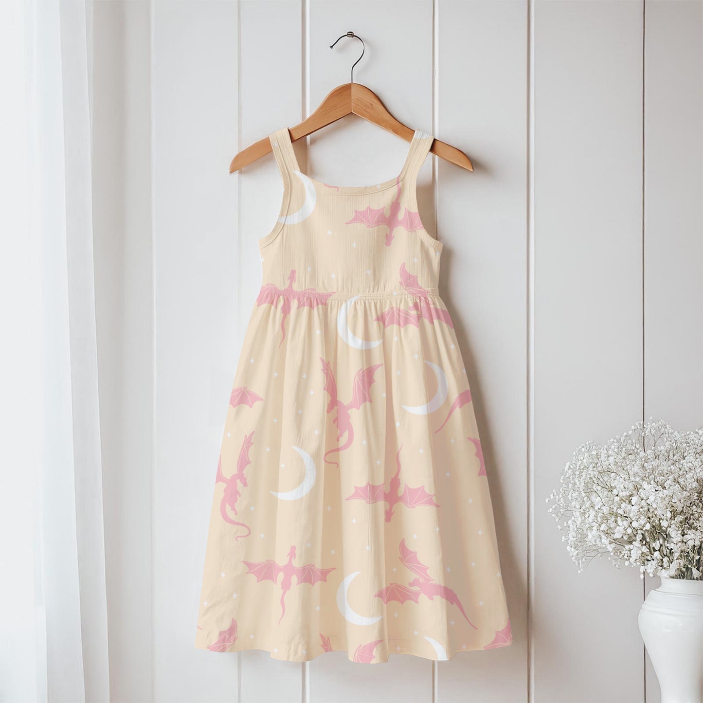 Fantasy Dragon Seamless Pattern Orange | Moons & Stars Digital Design | 12x12 PNG Download