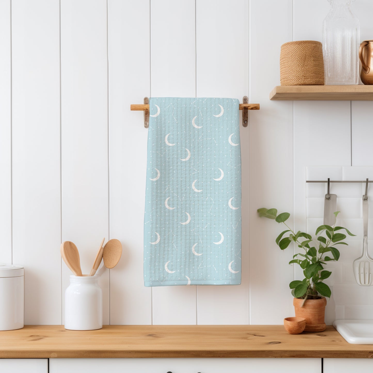 Moon & Constellation Seamless Pattern Blue | Celestial Digital Design | 12x12 PNG Download