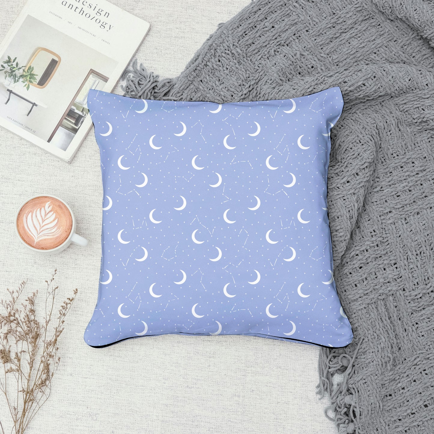 Moon & Constellation Seamless Pattern Purple | Celestial Digital Design | 12x12 PNG Download