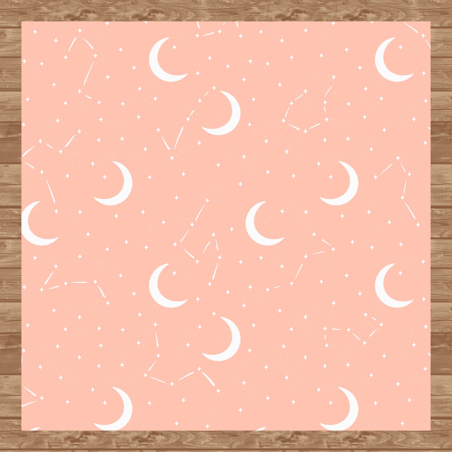 Moon & Constellation Seamless Pattern Orange | Celestial Digital Design | 12x12 PNG Download