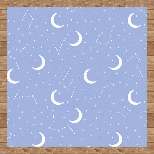 Moon & Constellation Seamless Pattern Purple | Celestial Digital Design | 12x12 PNG Download
