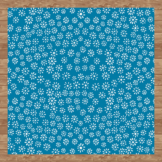 Cute Drawn Daisy Seamless Pattern Blue | Floral Digital Download | 12x12 PNG