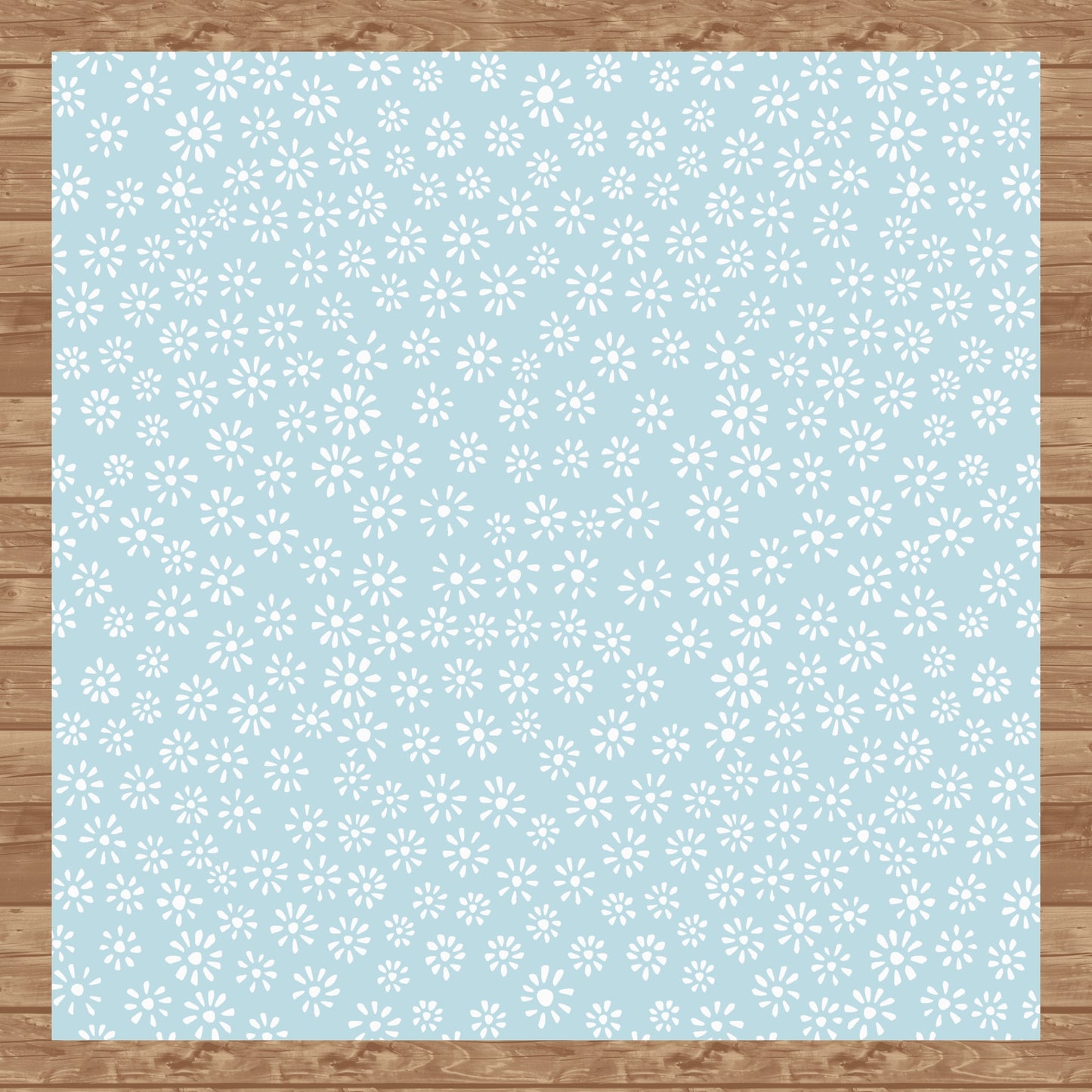 Cute Drawn Daisy Seamless Pattern Light Blue | Floral Digital Download | 12x12 PNG