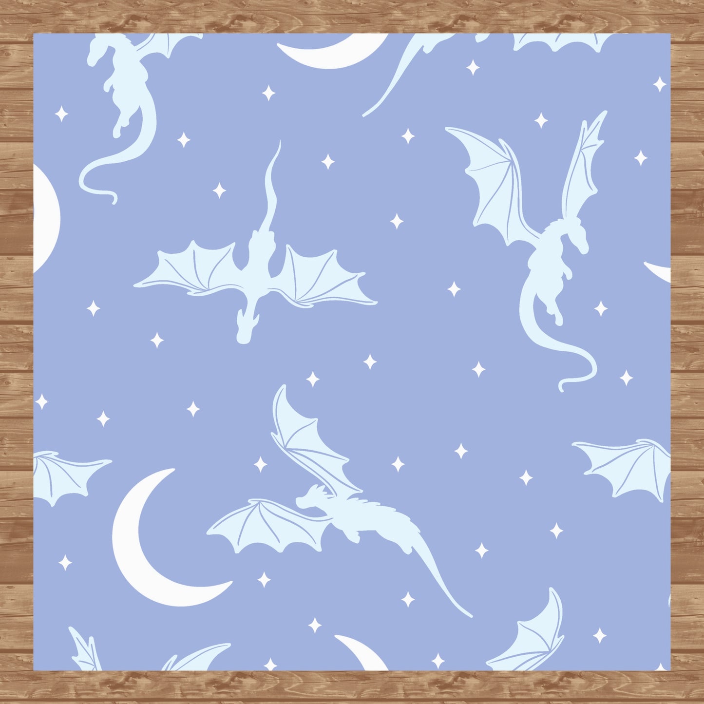 Fantasy Dragon Seamless Pattern | Moons & Stars Digital Design | 12x12 PNG Download