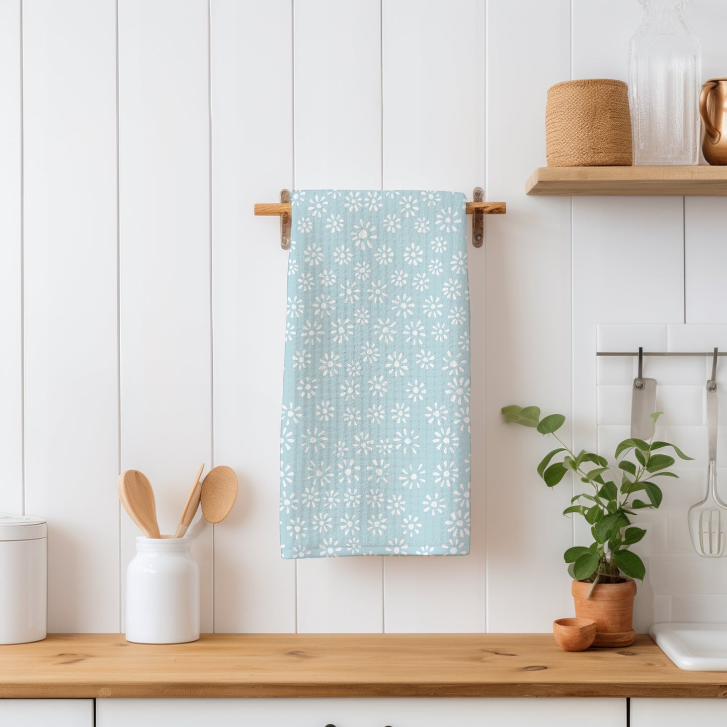 Cute Drawn Daisy Seamless Pattern Light Blue | Floral Digital Download | 12x12 PNG