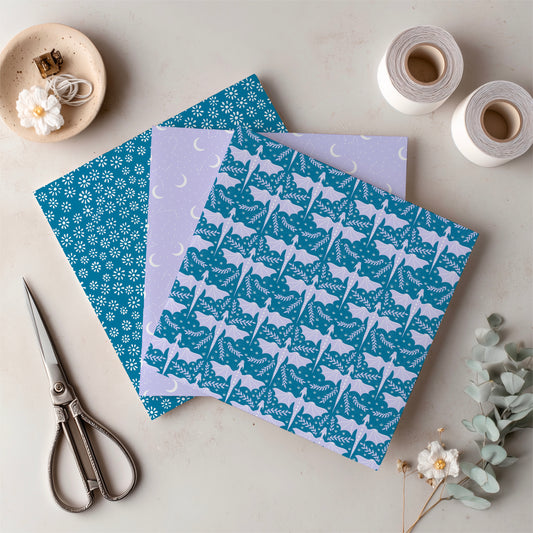 Dragons, Moons & Botanicals Digital Paper Pack | Fantasy Seamless Backgrounds | 12x12 PNG | Collection 3