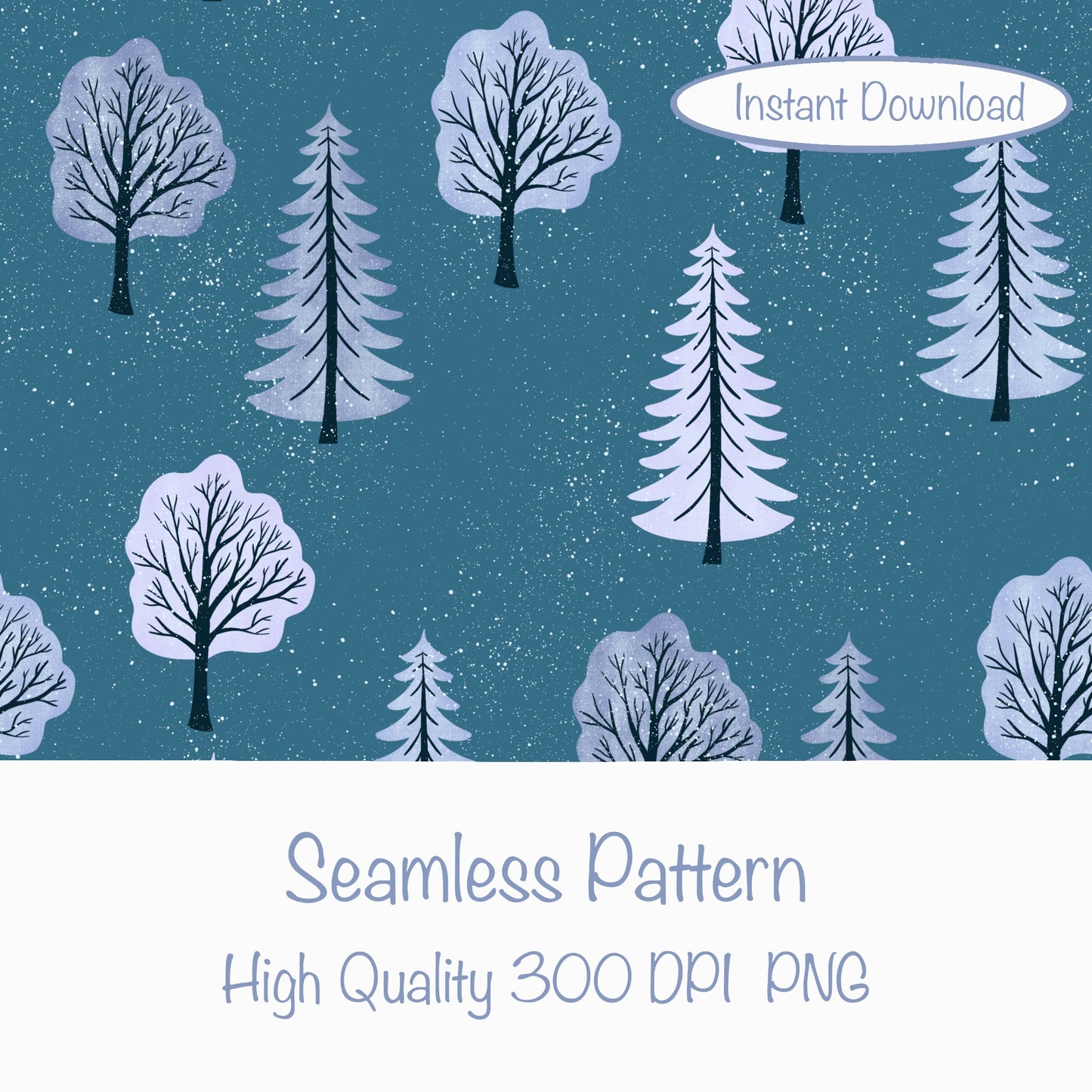 Polar Whimsy Winter Trees Seamless Pattern Purple | Cozy Digital Download for Personal & Commercial Use