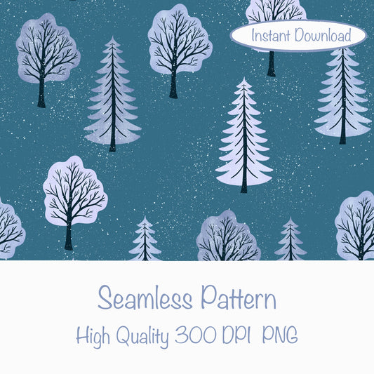Polar Whimsy Winter Trees Seamless Pattern Purple | Cozy Digital Download for Personal & Commercial Use