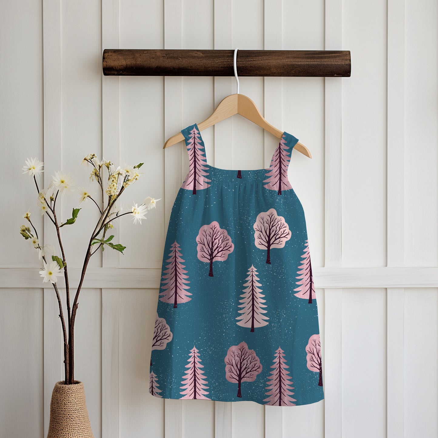 Polar Whimsy Winter Trees Seamless Pattern Pink | Cozy Digital Download for Personal & Commercial Use