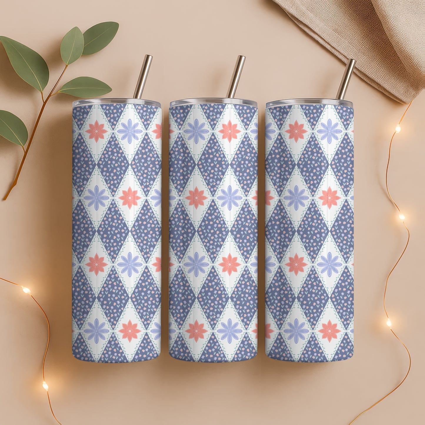 Polar Whimsy Tumbler Wrap Bundle Purple | Polar Bears & Doodle Flowers | 9.25”x8.20” PNG Digital Download