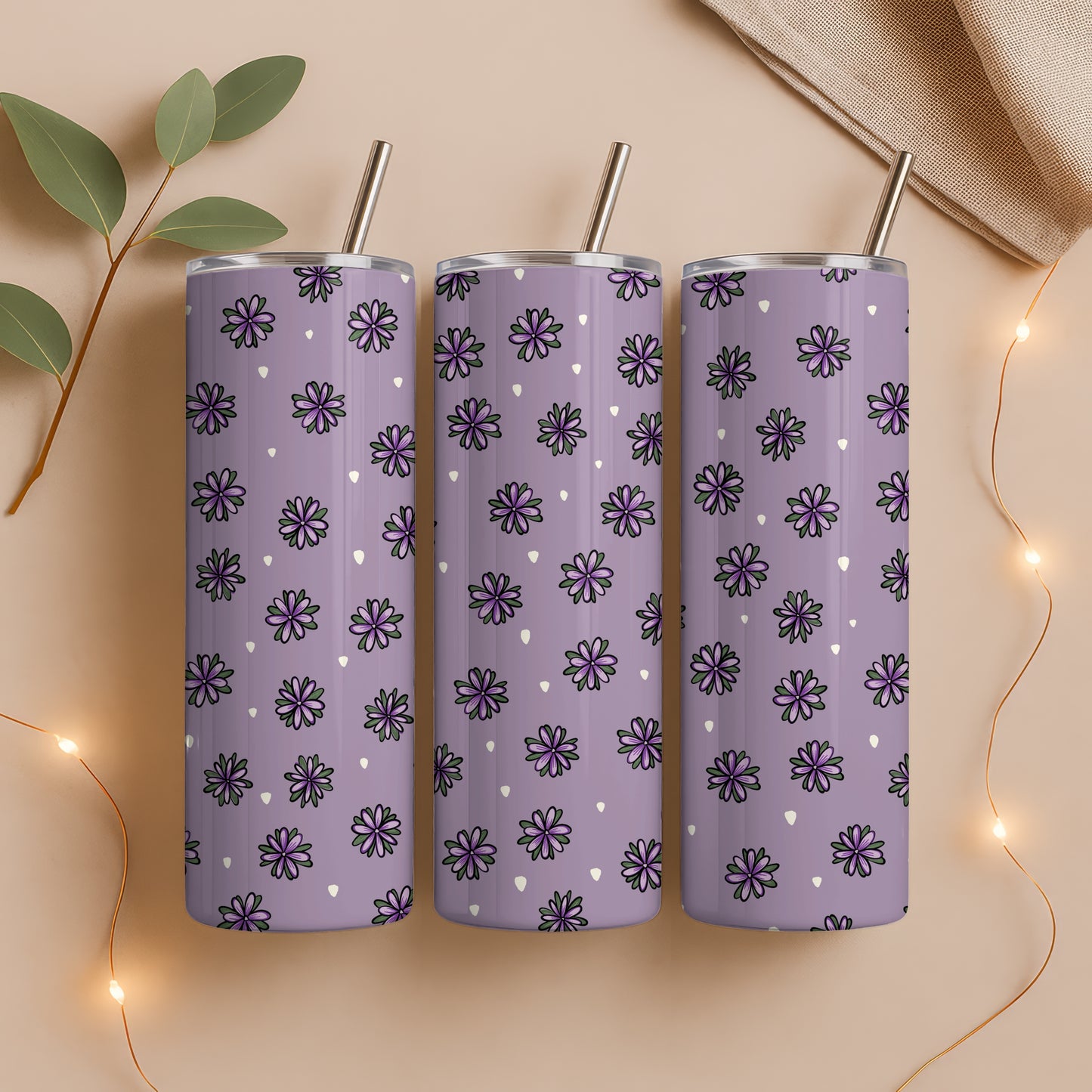Witchy Mystic Tumbler Wrap Bundle Purple | Sage, Gemstones & Doodle Flowers | 9.25”x8.20” PNG Digital Download
