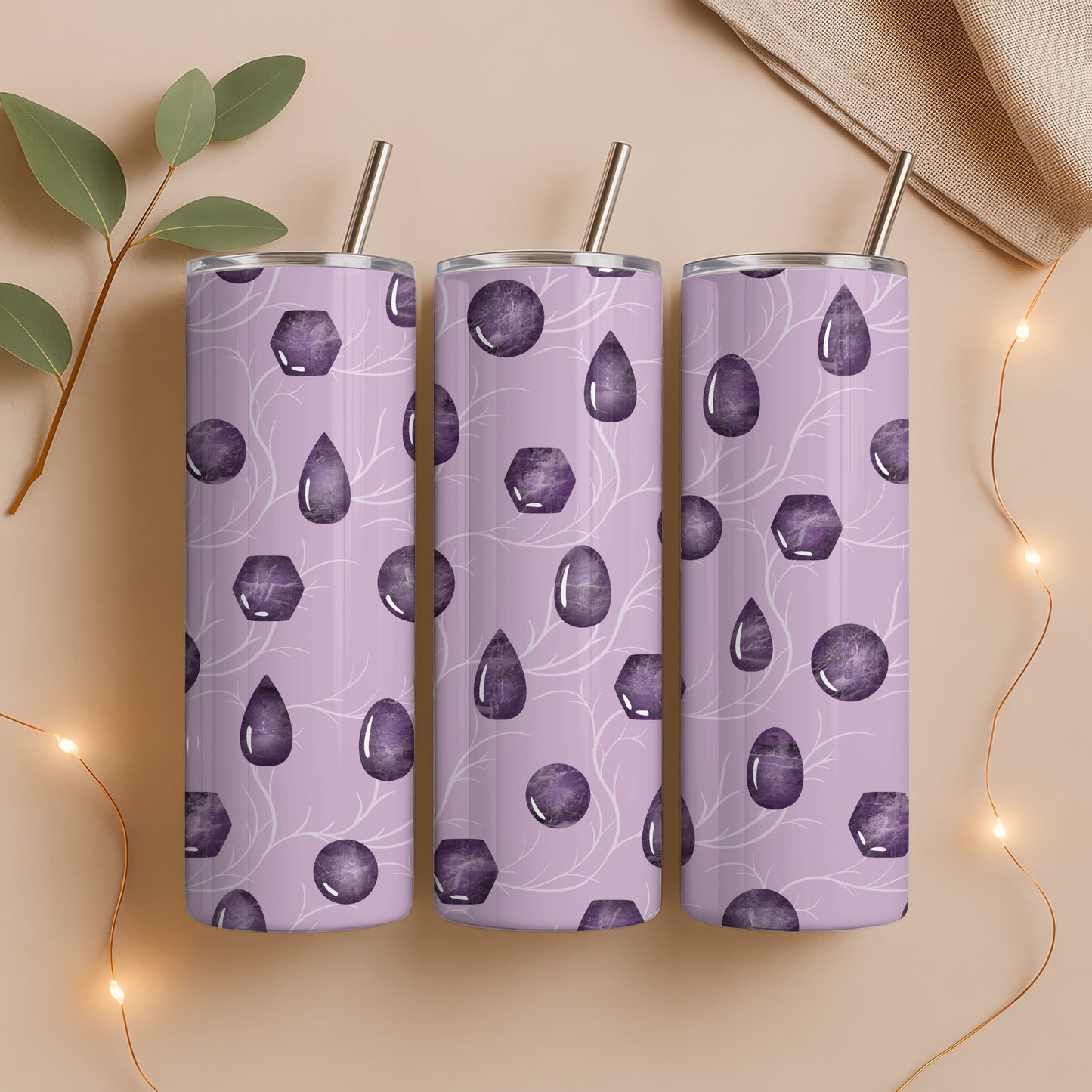 Witchy Mystic Tumbler Wrap Bundle | Gemstones Design | 9.25”x8.20” PNG Digital Download