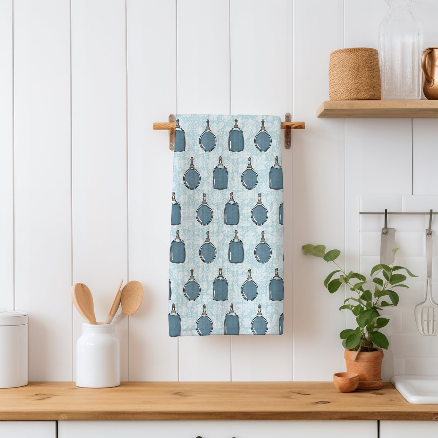 Mystic Witchy Potion Bottles Seamless Pattern Blue | Magical Apothecary Digital Design | PNG 12x12” 300 DPI