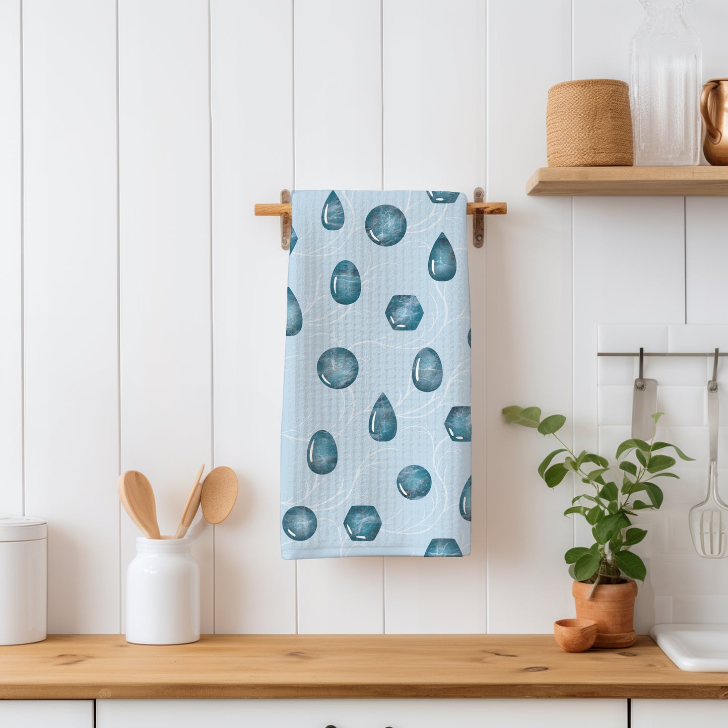 Mystic Witchy Gemstones Seamless Pattern Blue | Magical Crystal Digital Design | PNG 12x12” 300 DPI