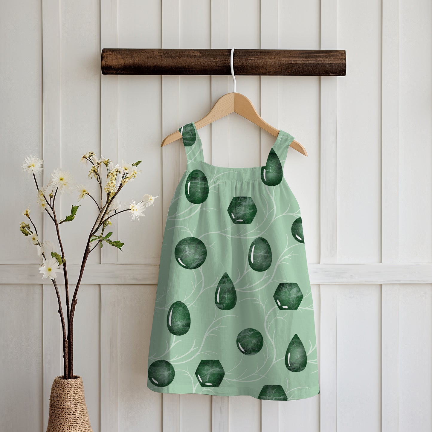 Mystic Witchy Gemstones Seamless Pattern Green | Magical Crystal Digital Design | PNG 12x12” 300 DPI