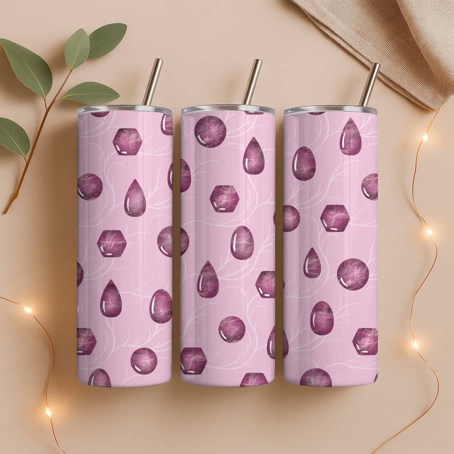 Witchy Mystic Tumbler Wrap Bundle | Gemstones Design | 9.25”x8.20” PNG Digital Download